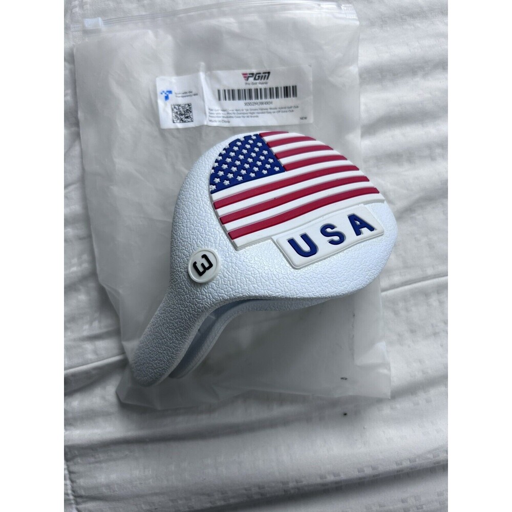 Pro Golf Master Club Covers Vinylplastic USA White w/ American Flag 3